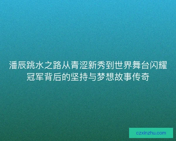 潘辰跳水之路从青涩新秀到世界舞台闪耀冠军背后的坚持与梦想故事传奇