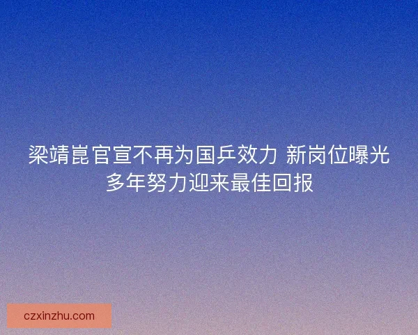 梁靖崑官宣不再为国乒效力 新岗位曝光多年努力迎来最佳回报