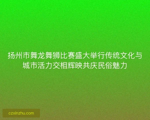 扬州市舞龙舞狮比赛盛大举行传统文化与城市活力交相辉映共庆民俗魅力 扬州市舞龙舞狮比赛盛大举行传统文化与城市活力交相辉映共庆民俗魅力