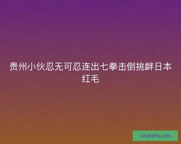 贵州小伙忍无可忍连出七拳击倒挑衅日本红毛