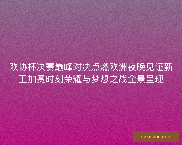 欧协杯决赛巅峰对决点燃欧洲夜晚见证新王加冕时刻荣耀与梦想之战全景呈现