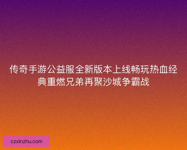 传奇手游公益服全新版本上线畅玩热血经典重燃兄弟再聚沙城争霸战